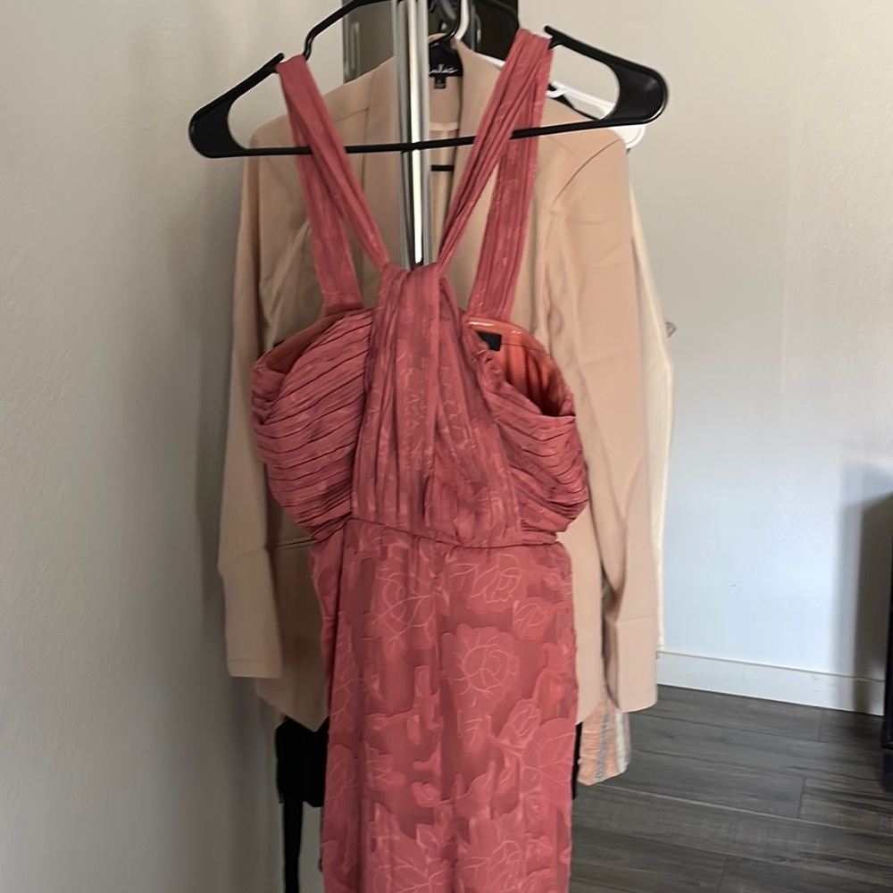 Lulu’s lovely celebration RosePink Floral Burnout Chiffon Jumpsuit